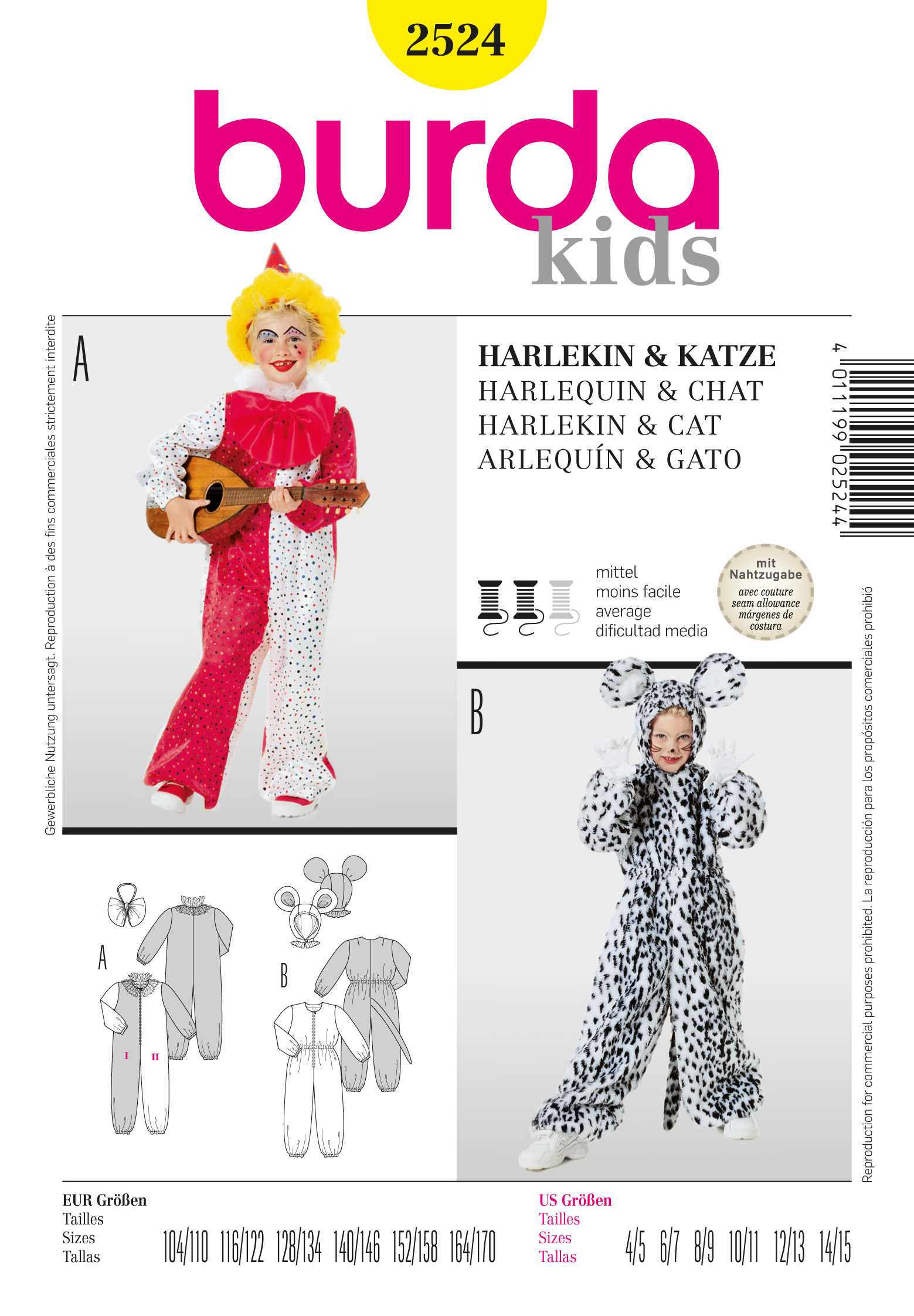 Burda Schnittmuster, Harlekin + Katze
