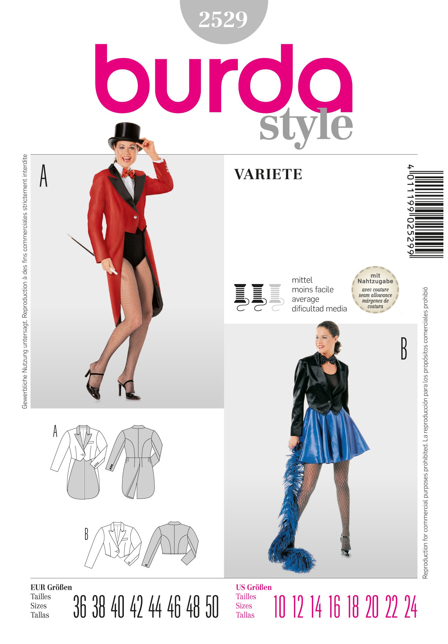 Burda Schnittmuster, Jacke Variete Frack