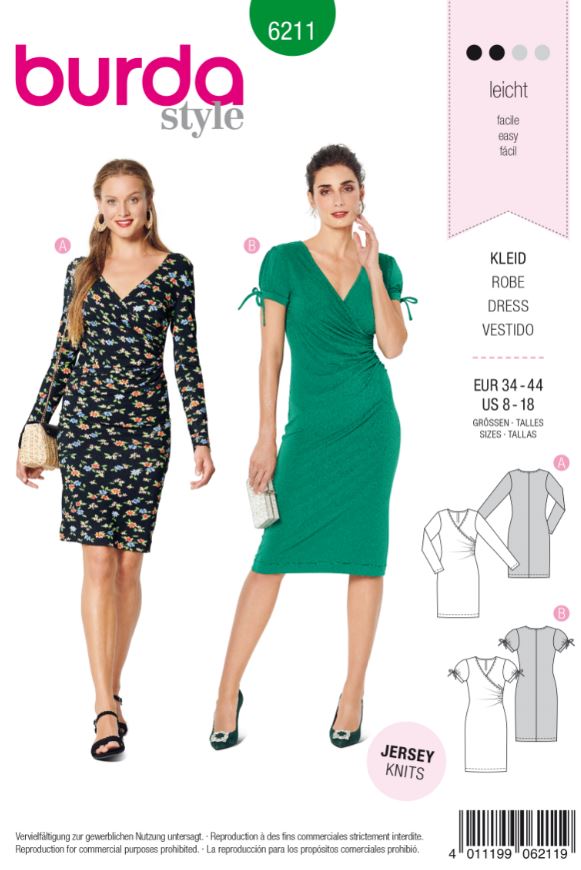 Burda Schnittmuster, Kleid in Wickeloptik