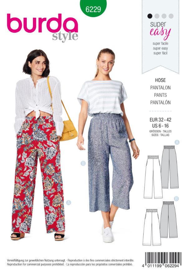 Burda Schnittmuster, Hose mit Gummizug
