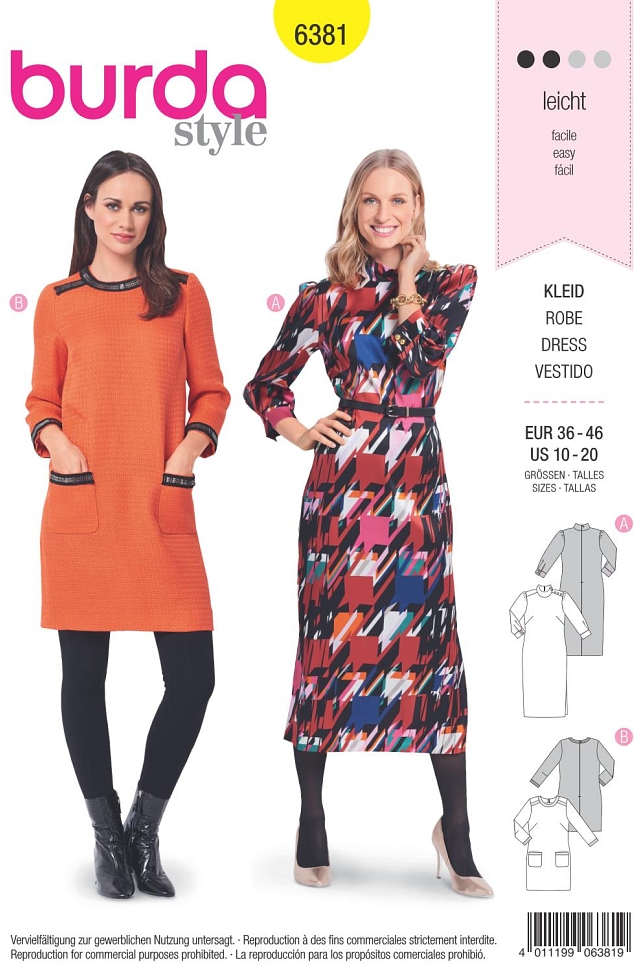 Burda Schnittmuster, Kleid Retro