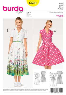 Burda Schnittmuster, Kleid, Faltenrock