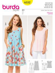 Burda Schnittmuster, Hängerkleid, Top Passe