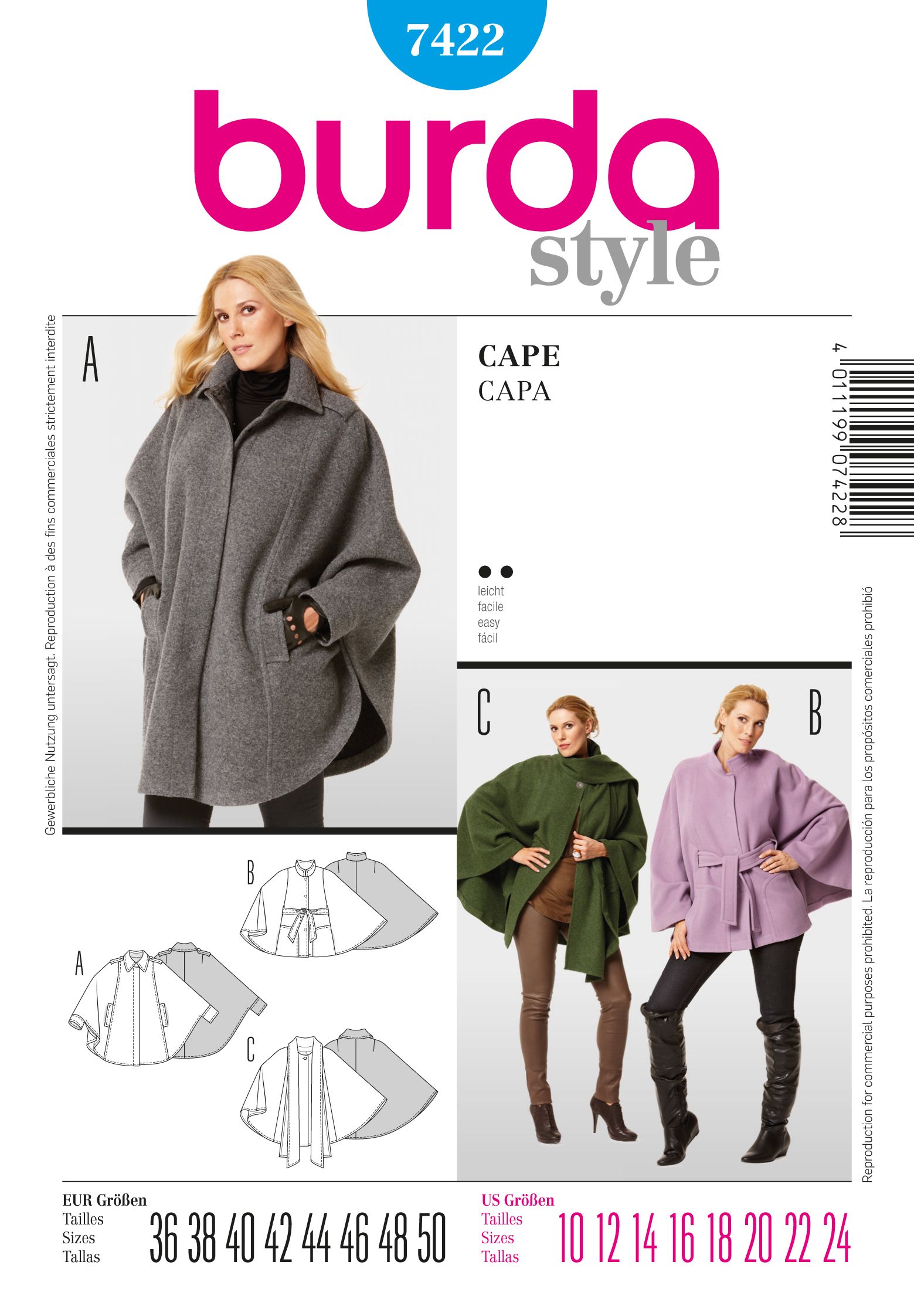 Burda Schnittmuster, Cape