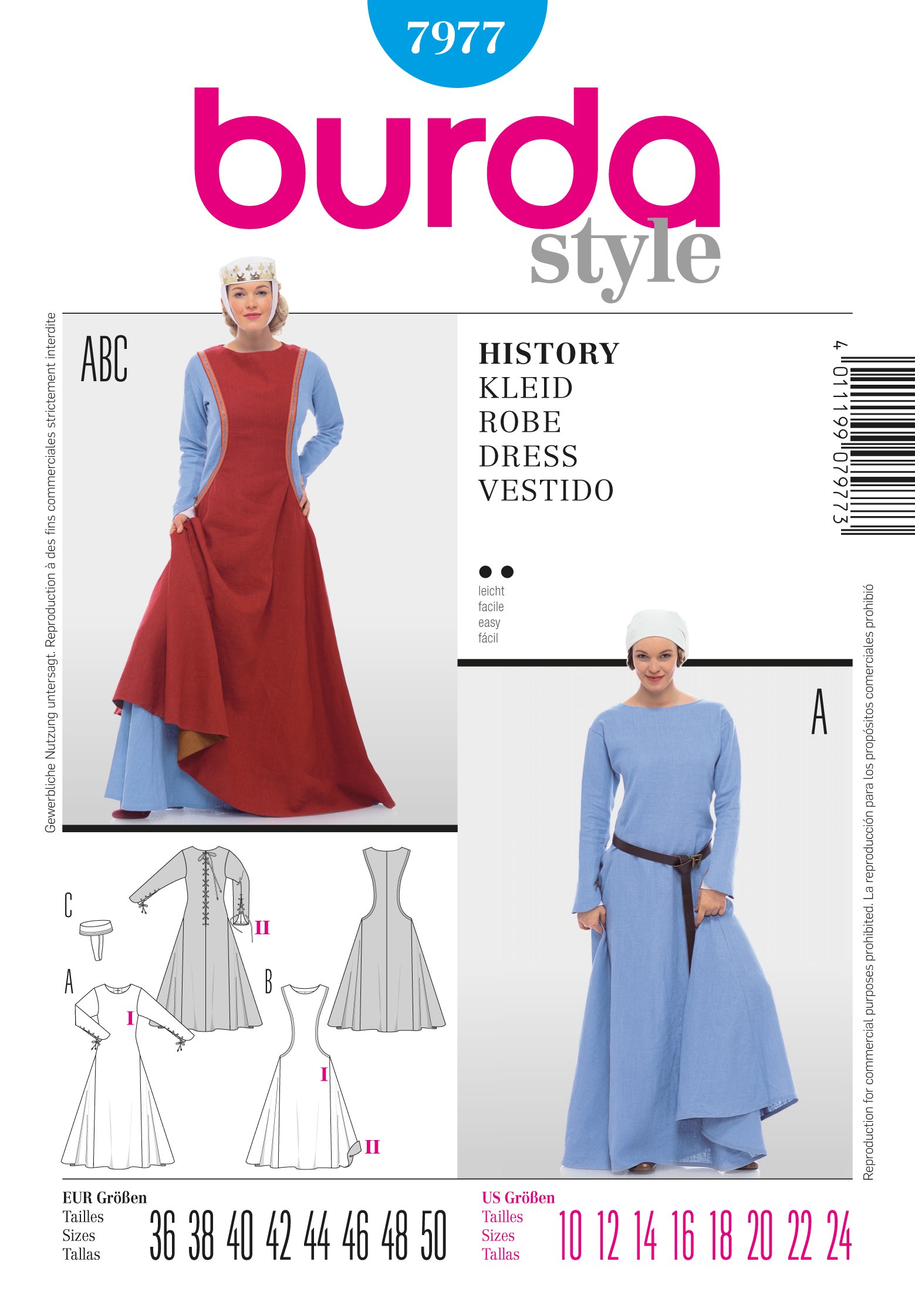 Burda Schnittmuster, Kleid Mittelalter