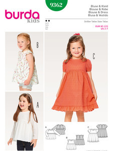 Burda Schnittmuster, Bluse, Kleid Hängerchen