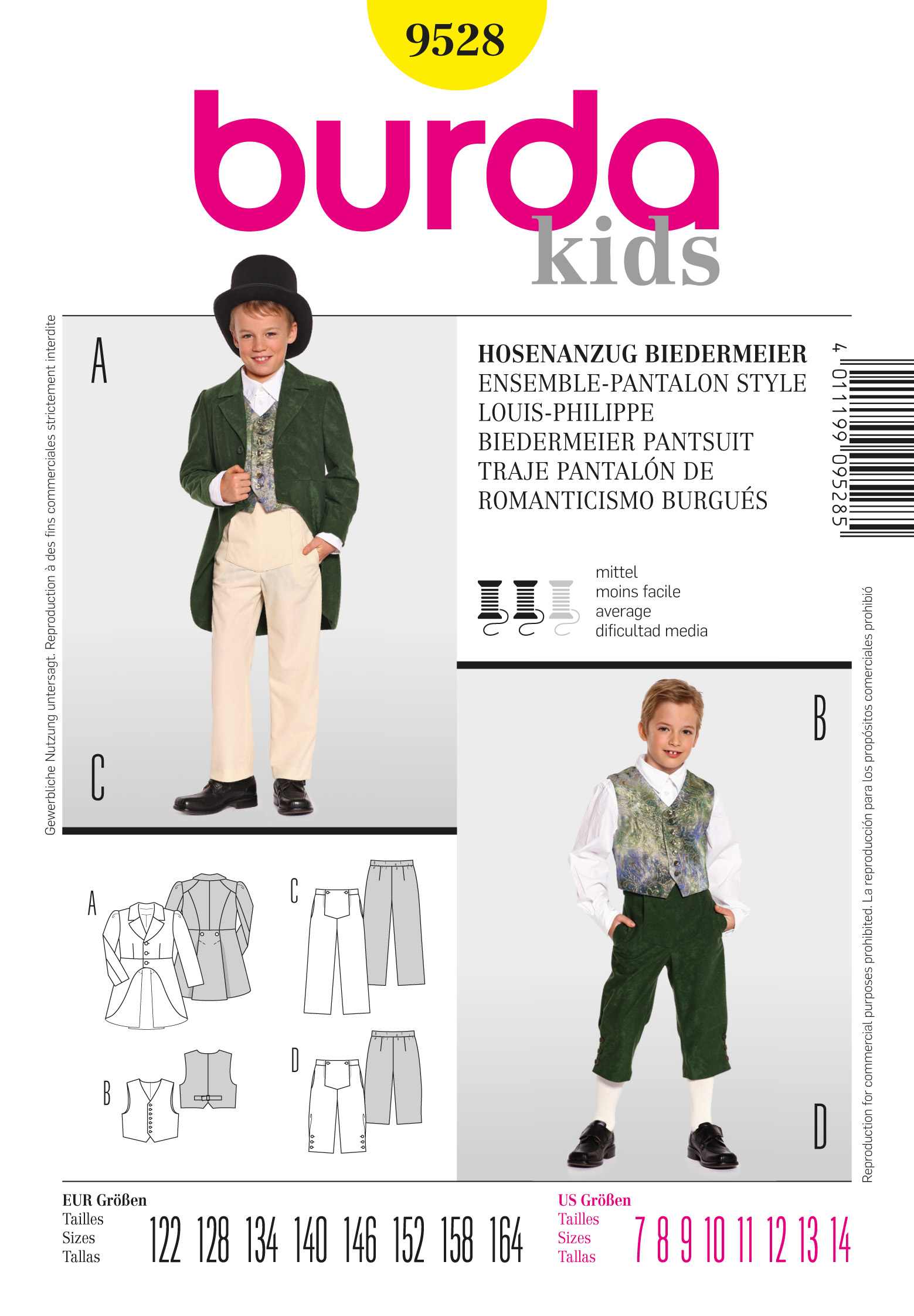 Burda Schnittmuster, Anzug Biedermeier