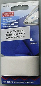 Prym saumfix - saumvlies - saumband 30mm weiss transparent zum bügeln, blister a 5m