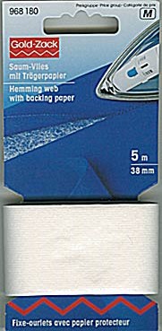 Prym saumfix - saumvlies - saumband mit trägerpapier 38mm weiss transparent zum bügeln, blister a 5m