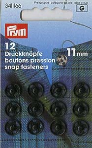 Prym annäh-druckknöpfe 11mm schwarz, karte a 12 stk.