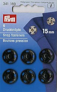 Prym annäh-druckknöpfe 15mm schwarz, karte a 6 stk.