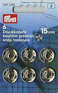 Prym annäh-druckknöpfe 15mm silberfarbig, karte a 6 stk.