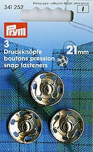 Prym annäh-druckknöpfe 21mm silberfarbig, karte a 3 stk.